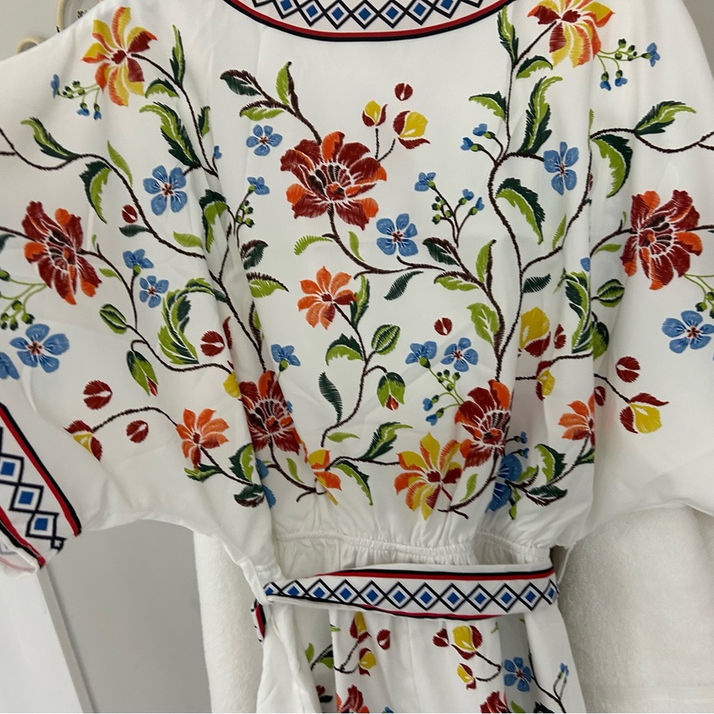 Cupshe Floral Embroidered Jumpsuit - White, Red, Blue, Green - Picture 6 of 8
